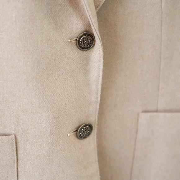 Vintage Sears Roebuck Blazer Sz 12 Wool Blend Camel Tan Brass Nautical Academia - Picture 4 of 10